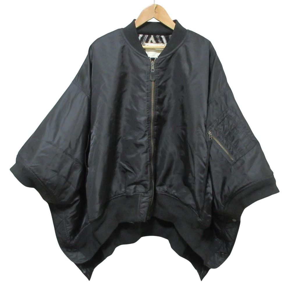 etsinta TYPY エシンタ リバーシブルMA 1リメイクポンチョ ジャケット F ブラック レディース 古着 ロンT 軽量素材