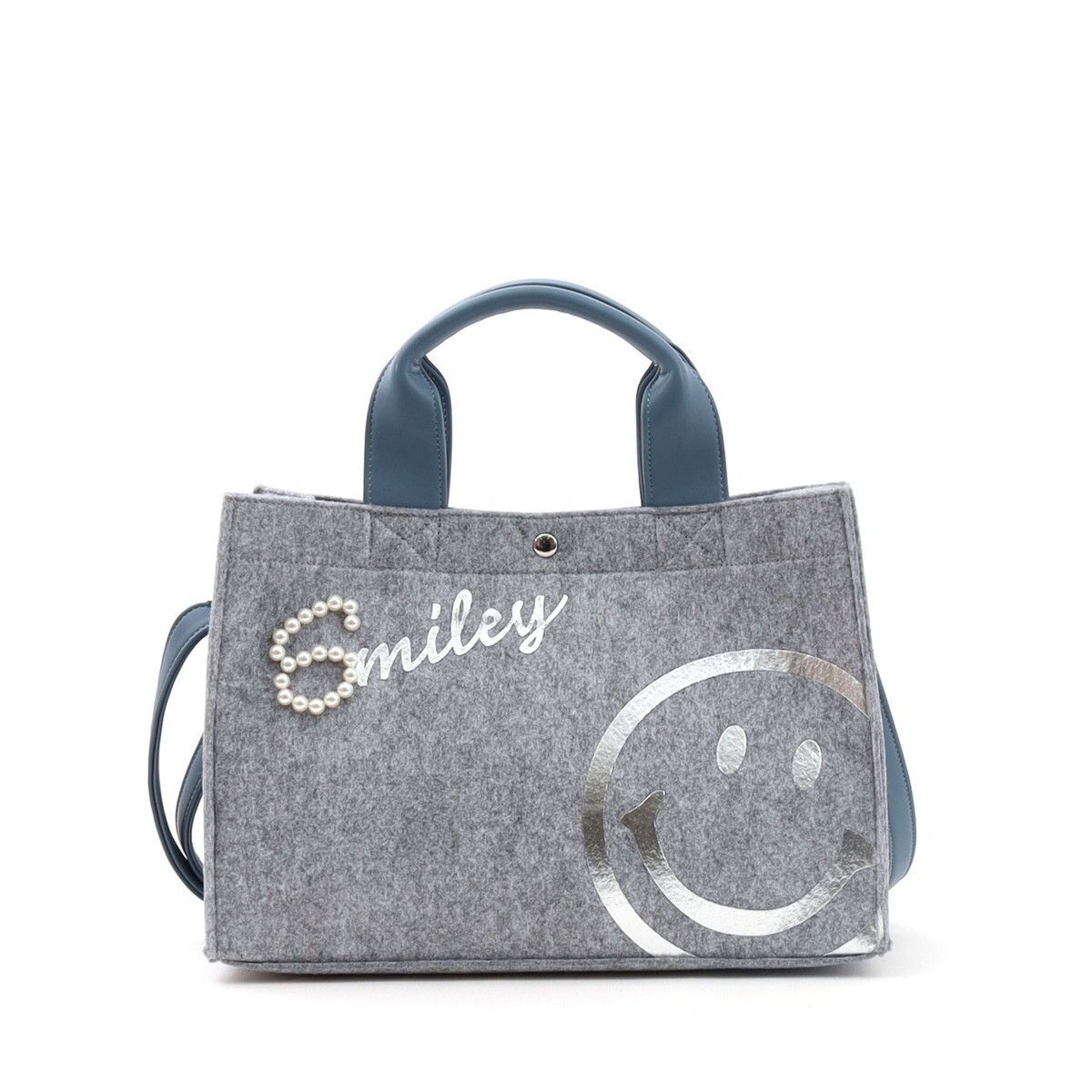 2025新作【COOCO クーコ】SMILEY ロゴパールx箔PTフェルト2WAY トート