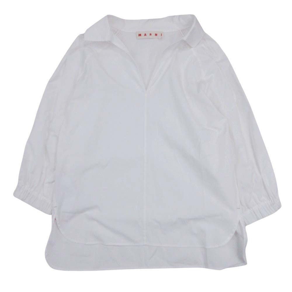 22 ss MARNI マルニ プルオーバー スキッパーシャツ オーバーサイズ ブラウス トップス コットン 七分袖 38 白 ホワイト レディース 古着