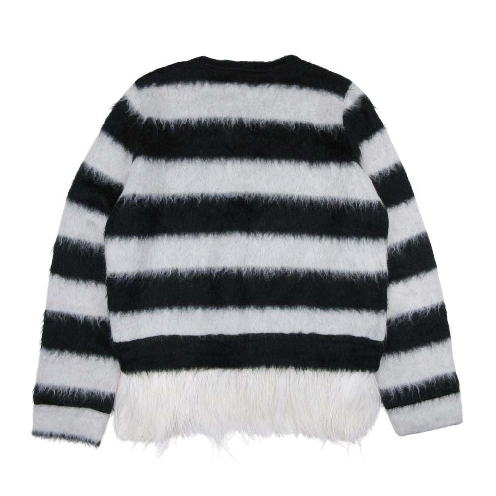 N°21 ヌメロ21 ヴェントゥーノ オーストリッチフェザー モヘヤブレンド ボーダー ニット セーター 36 黒 ブラック 白 ホワイト レディース 古着