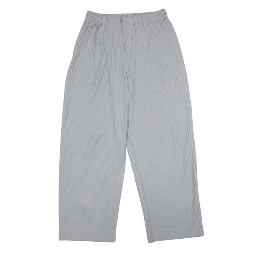 HOMME PLISSE ISSEY MIYAKE オムプリッセ イッセイミヤケ プリーツ ワイドパンツ イージーウエスト 2 ライトグレー メンズ 古着