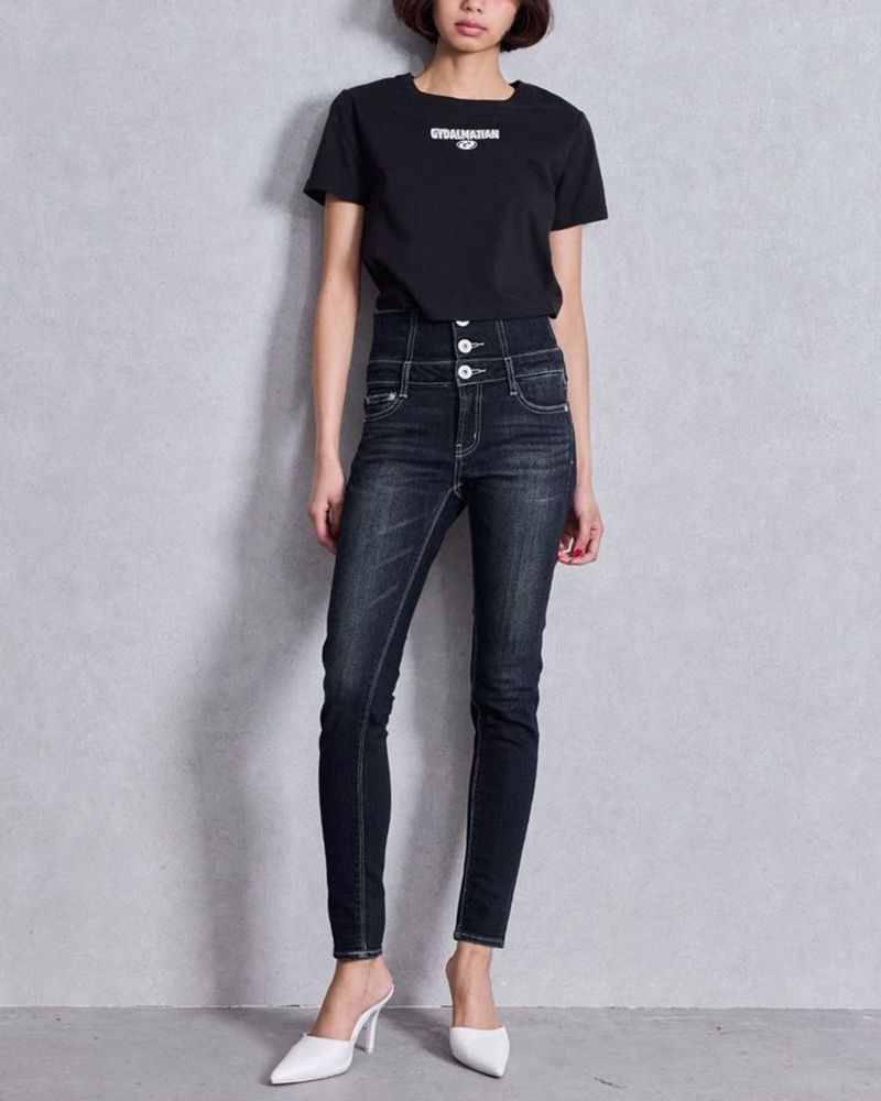  GYDA ジェイダ ハイウエストウエストクロススキニーデニムパンツ スキニーデニム デニム ジーンズ