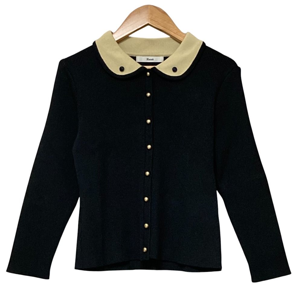 美品 Rene ルネ リブニット カーディガン サイズ36 ブラック