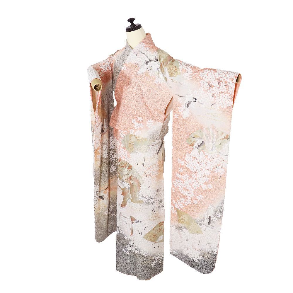 振袖/長襦袢/袋帯 3点セット H.L（アッシュ・エル） 振袖3点セット 濃紫地大輪桜紋 振袖 袋帯