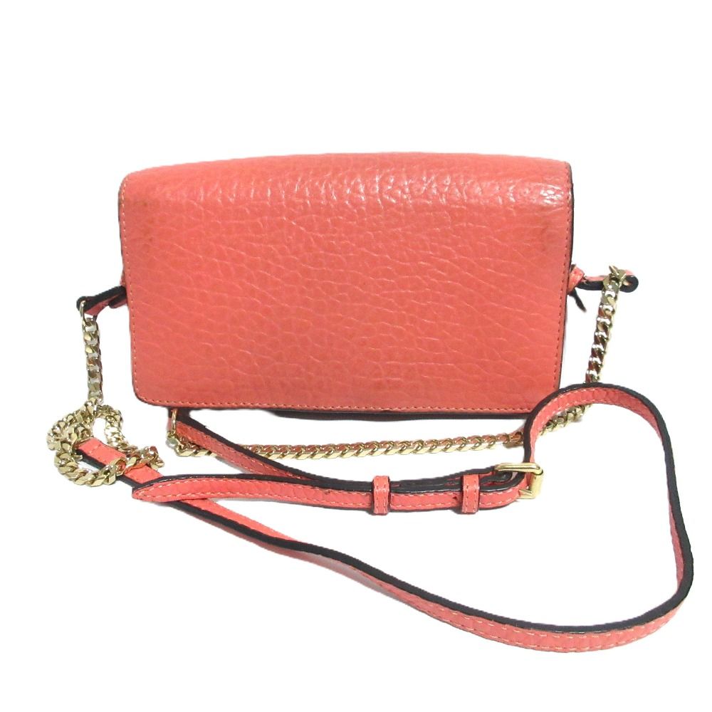 BURBERRY バーバリー レザー チェーンショルダーウォレット 長財布 コーラルピンク レディース 古着