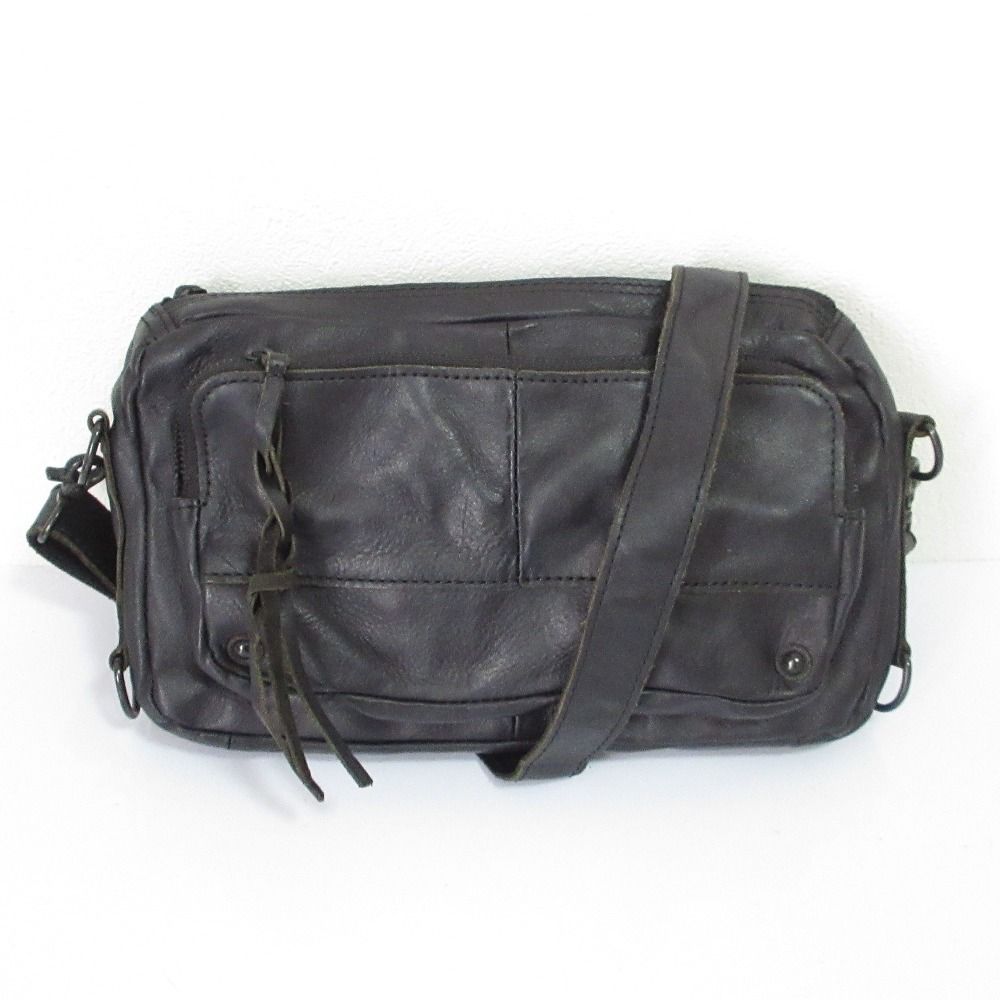 Y's ワイズ ヨウジヤマモト レザーショルダーバッグ 90s ヨウジヤマモト Y's ワイズ 黒 レザー ショルダーバッグ