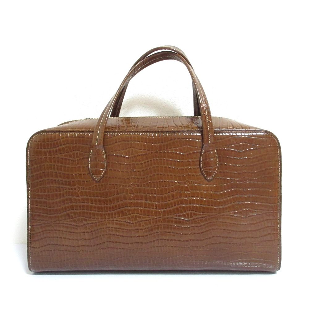 TOUT Y EST トゥティエ レザー 型押し ボストンバッグ ハンドバッグ ブラウン メンズ レディース 古着