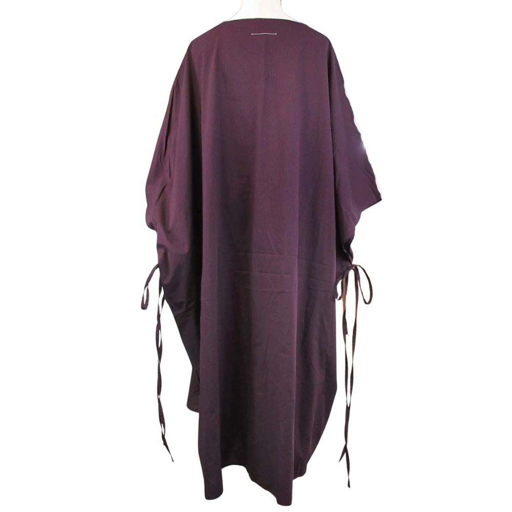 18 aw MM 6 エムエムシックス メゾンマルジェラ ワンピース ストライプ オーバーサイズ 38 バーガンディ×ブラック レディース 古着