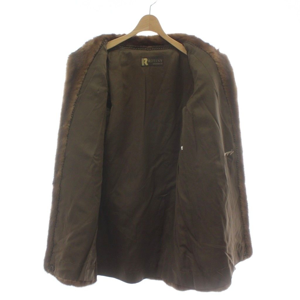 【美品】ROTINY スタンドカラー オーバーサイズ 9号 毛皮 ファーコート ロティニー ROTINY ファーコート アウター 毛皮 ミンク ミドル 肩