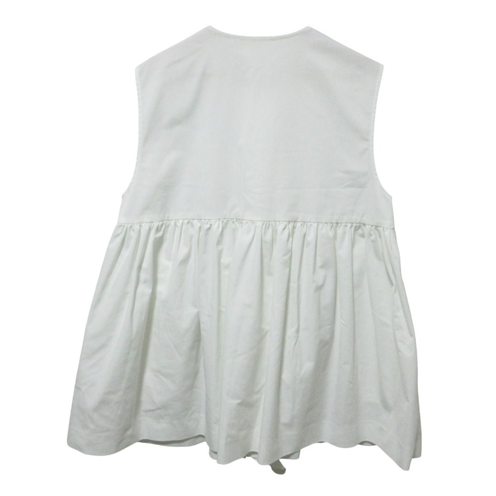 クリーニング済 yori ヨリ ダブルフリルジレ ベスト チュニック ノースリーブ ブラウス YR 2221-050 SM 38 ホワイト レディース 古着