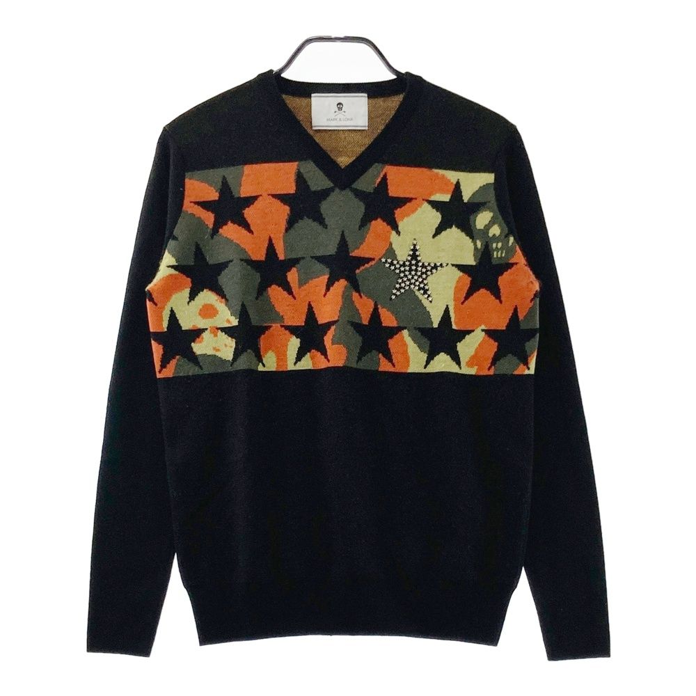 サイズ M MARK LONA マークアンドロナ 長袖ニットセーター ブラック系 ゴルフウェア メンズ ストスト
