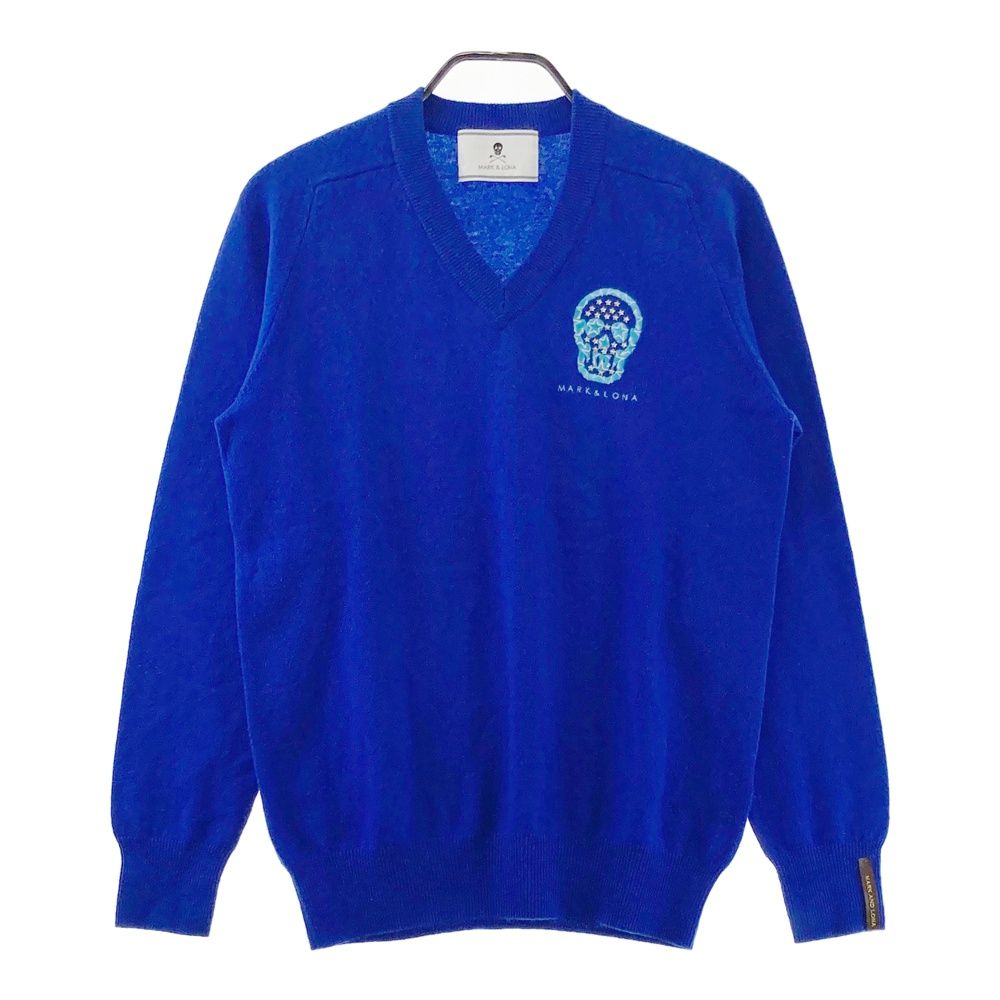 サイズ M MARK-LONA マークアンドロナ 長袖ニットセーター ブルー系 ゴルフウェア メンズ ストスト