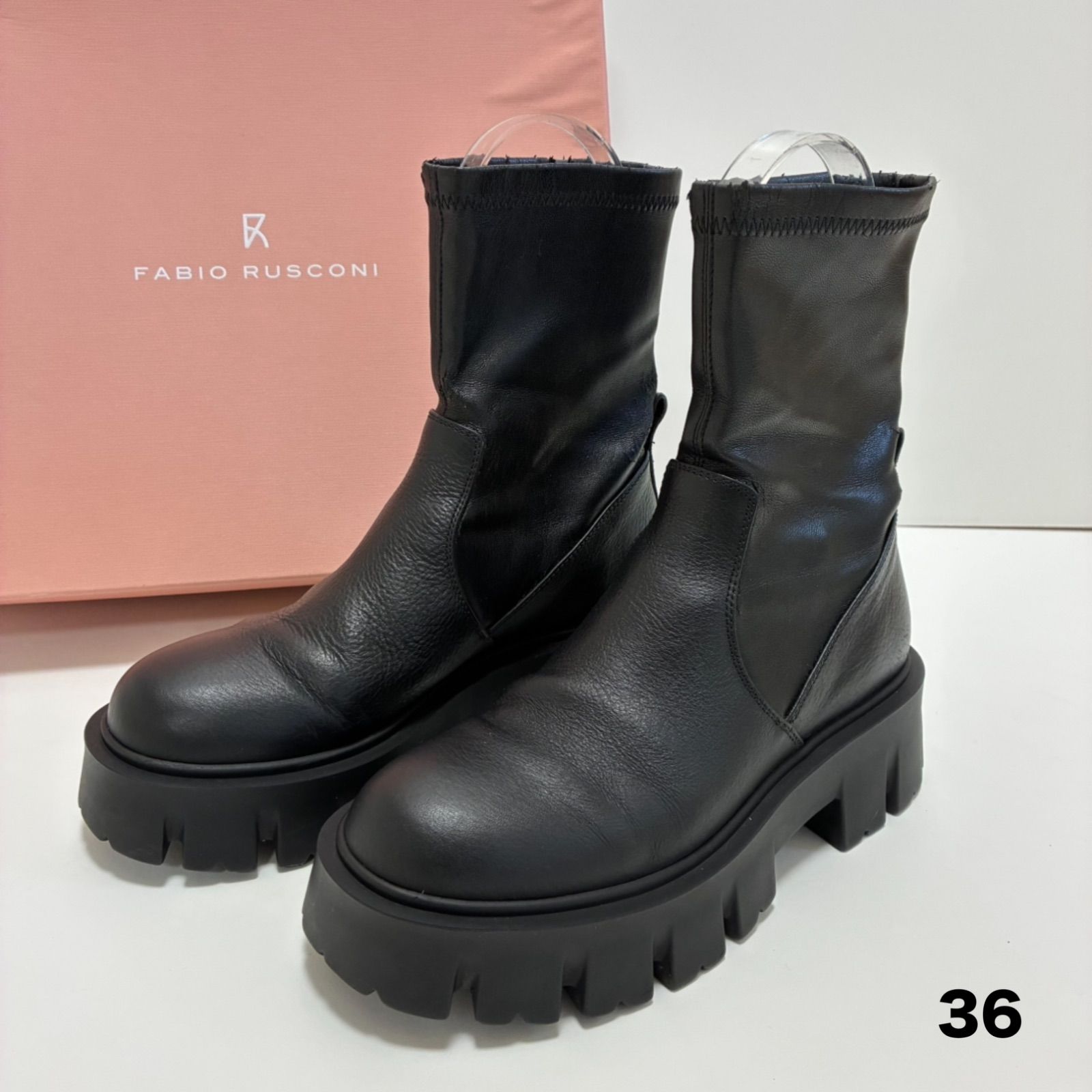 FABIO RUSCONI ファビオルスコーニ トラックソールストレッチブーツ NERO 36