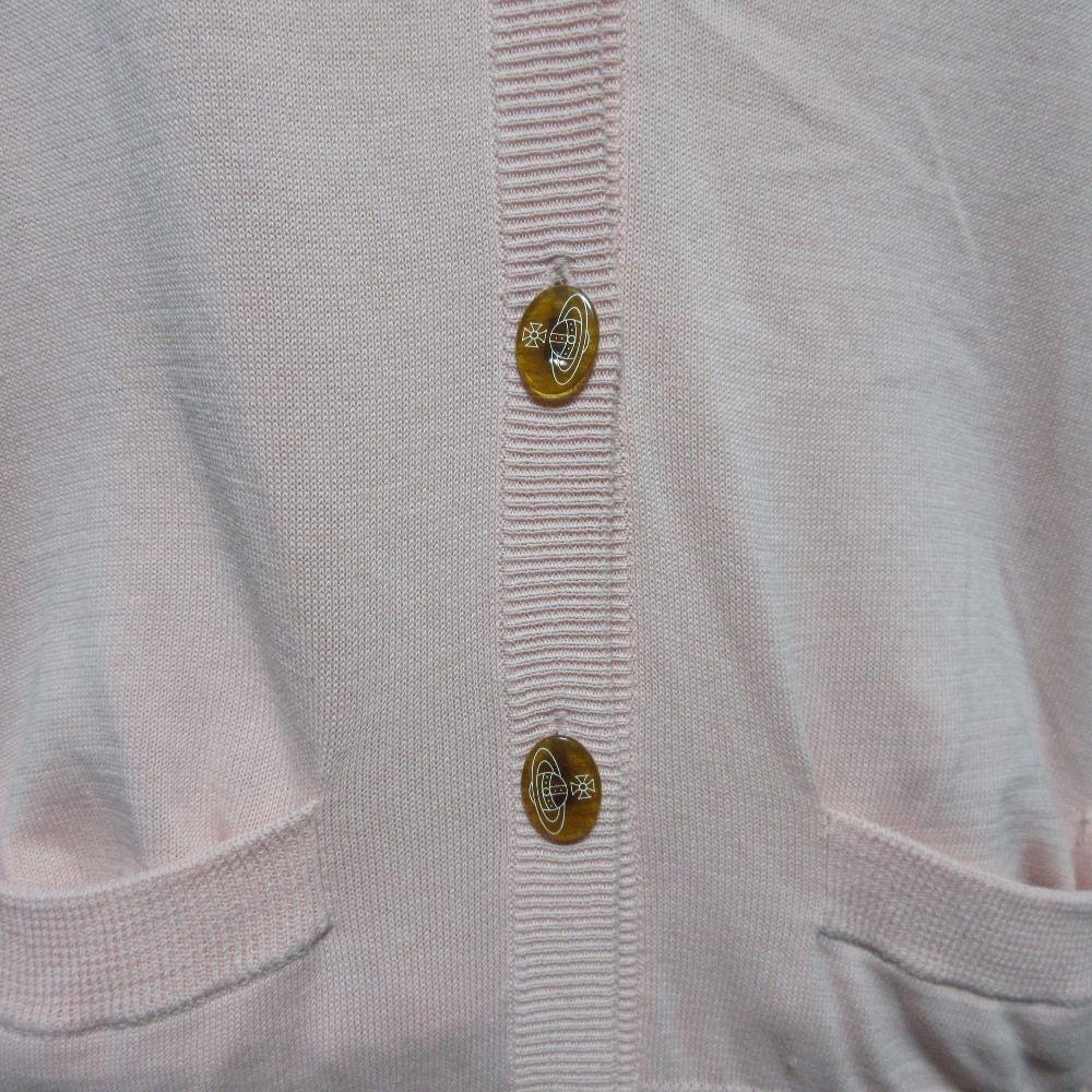  Vivienne Westwood RED LABEL ヴィヴィアンウエストウッド レッドレーベル オーブ刺繍 ニットカーディガン サイズ3 ピンク レディース 古着 長袖 ニット セーター