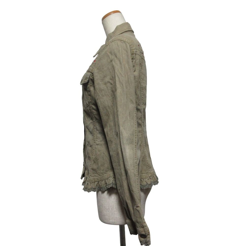 美品 PINK HOUSE ピンクハウス フルーツ刺繍 レースステッチ デニム