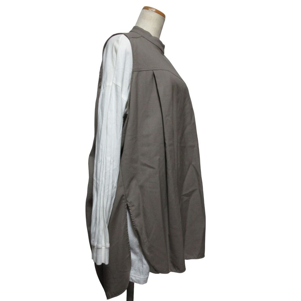 22 AW ENFOLD エンフォルド ハイツイストWO SHIRT カット 2点セット -1140 サイズ36 ベージュ ホワイト レディース 古着