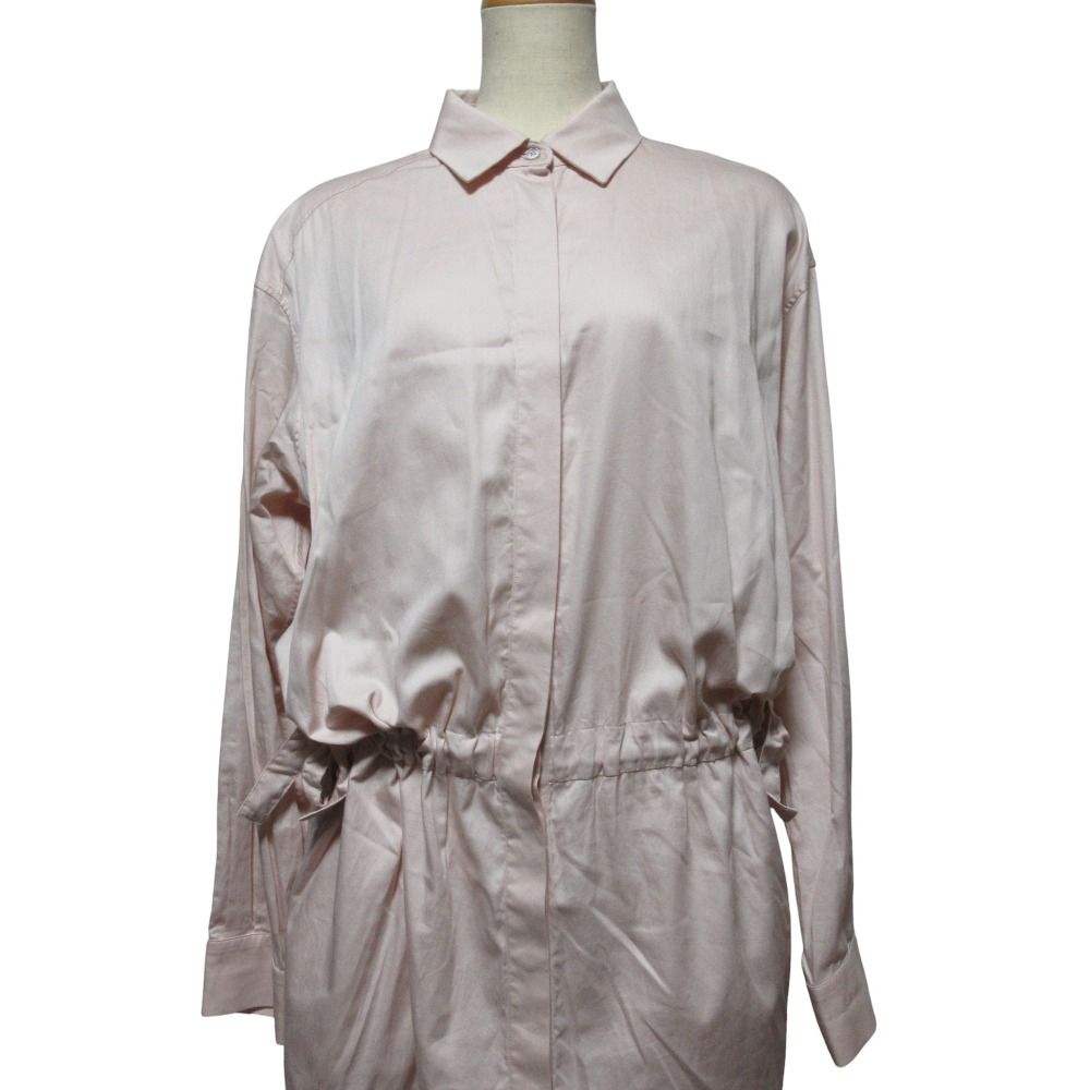JIL SANDER ジルサンダー ウエストドロスト 長袖 シャツワンピース サイズ34 ライトピンク レディース 古着