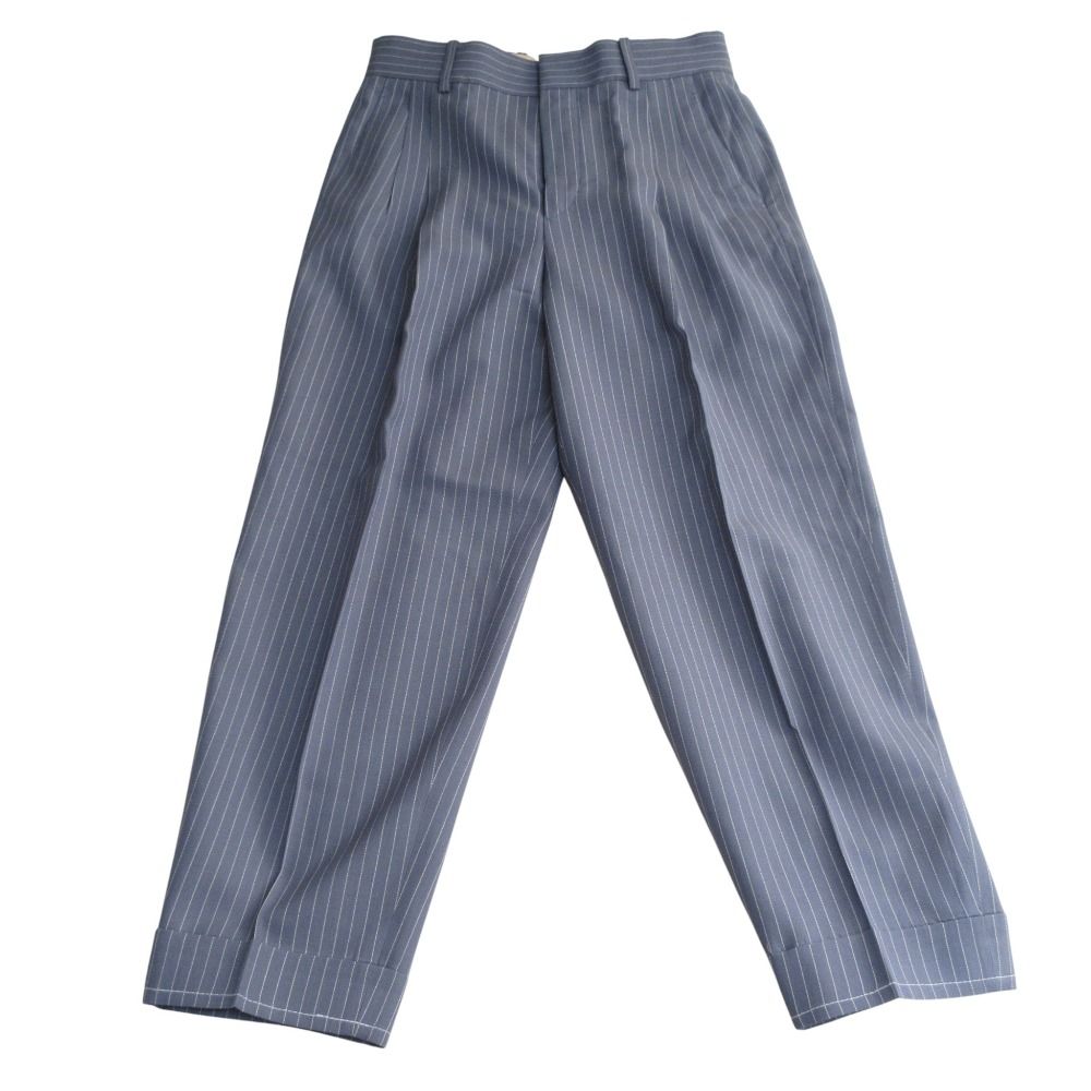 Chloe クロエ ストライプ タック センタープレス スラックスパンツ サイズ36 ストームブルー レディース 古着