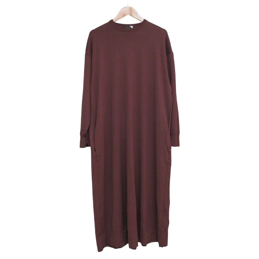 ATON エイトン ロング丈 長袖 ウール ニットワンピース 2 ブラウン レディース 古着