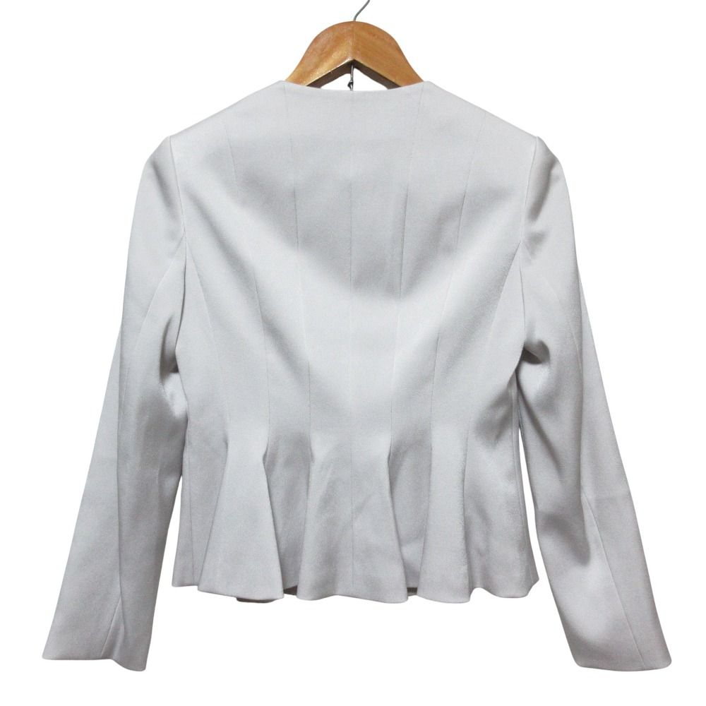美品 ANAYI アナイ トリアセテート ノーカラー サテンフレアジャケット