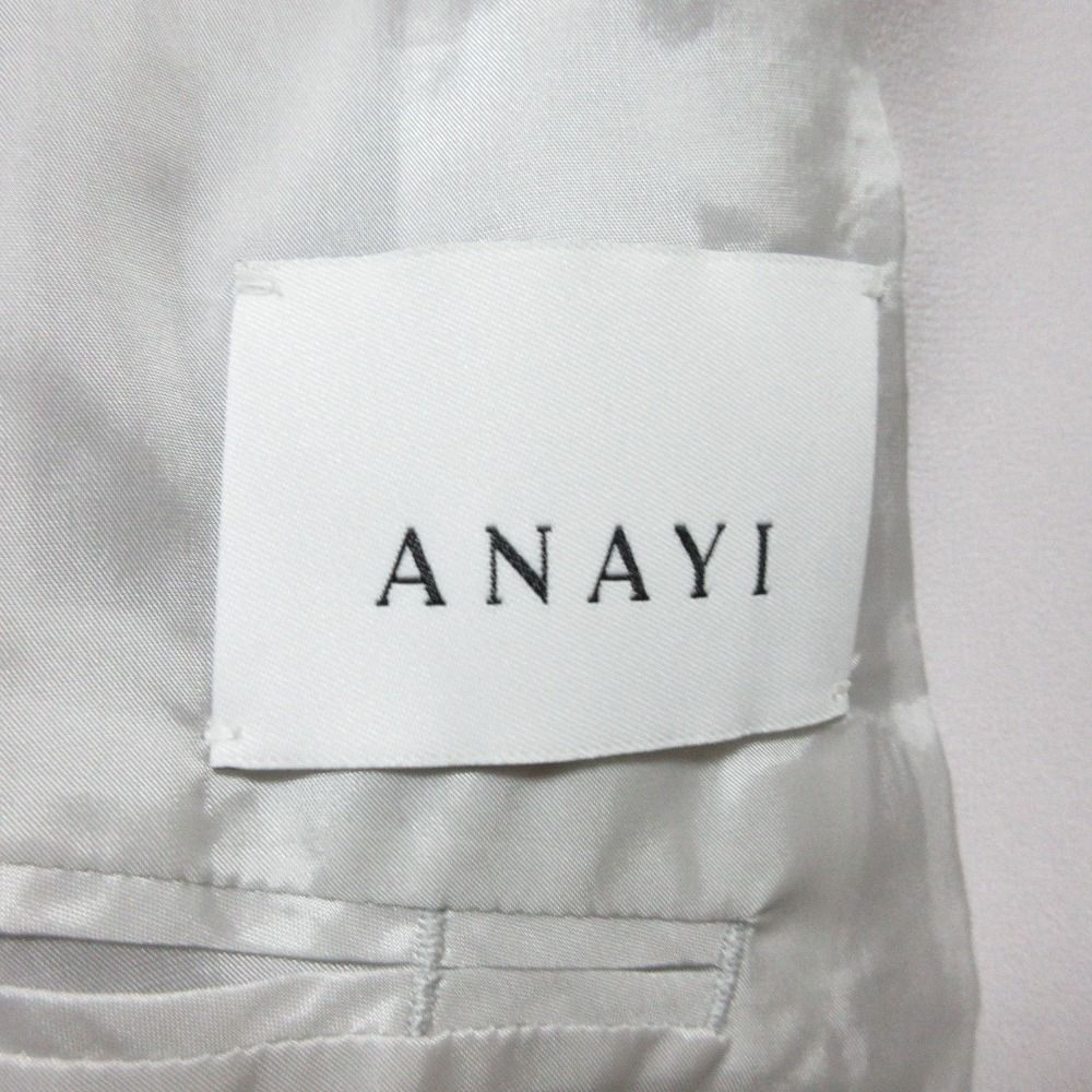 美品 ANAYI アナイ トリアセテート ノーカラー サテンフレアジャケット