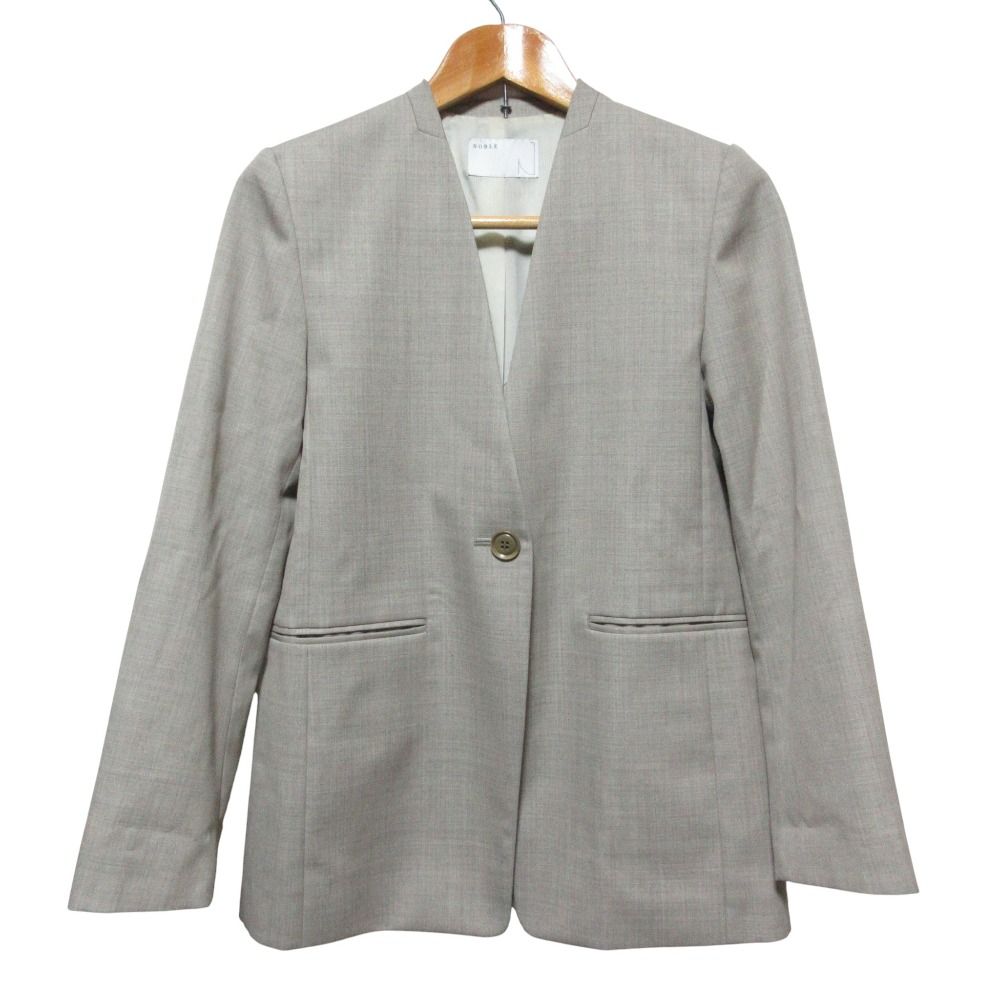 23 SS NOBLE ノーブル ウールツイル 1 B ノー ジャケット 36 グレージュ レディース 古着