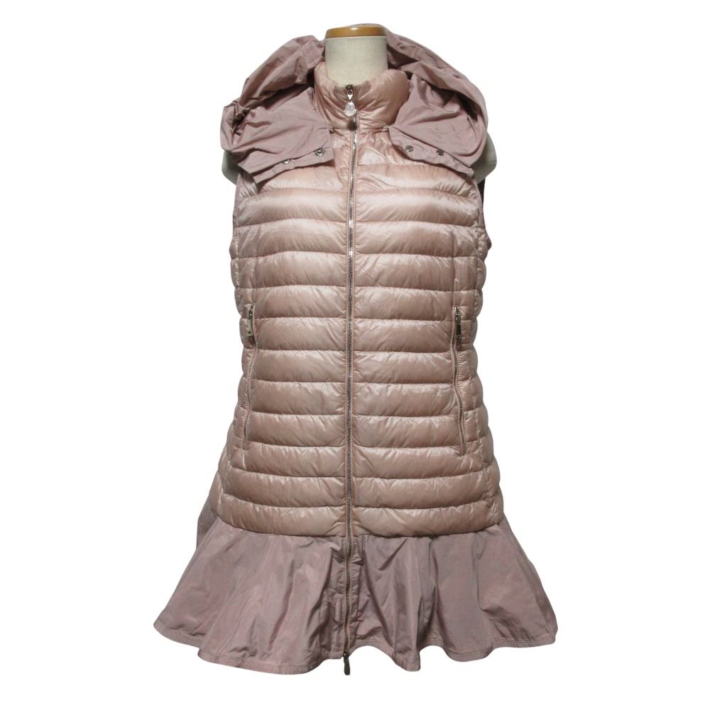 MONCLER モンクレール DORADE フード付き フリルダウンベスト 1 ライトピンク レディース 古着