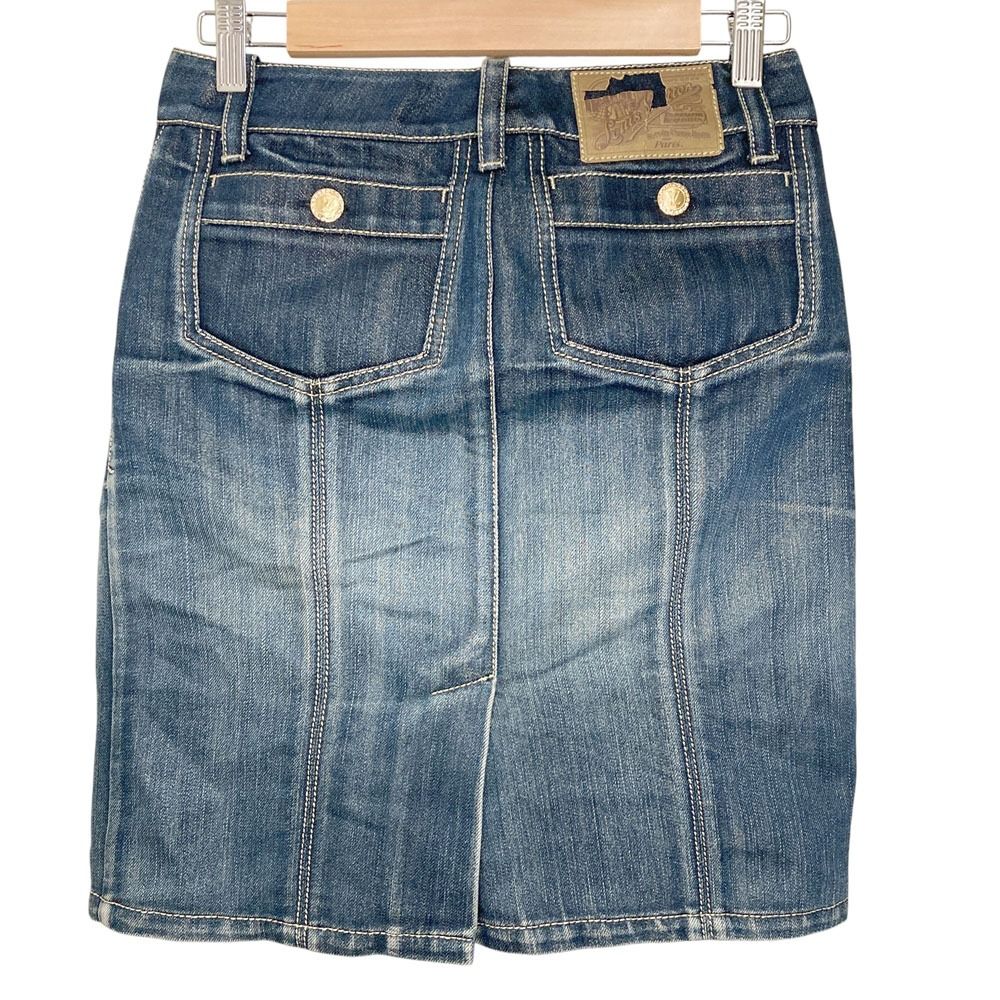 LOUIS VUITTON ルイヴィトン 加工 デニムタイトスカート サイズ36 インディゴ レディース 古着