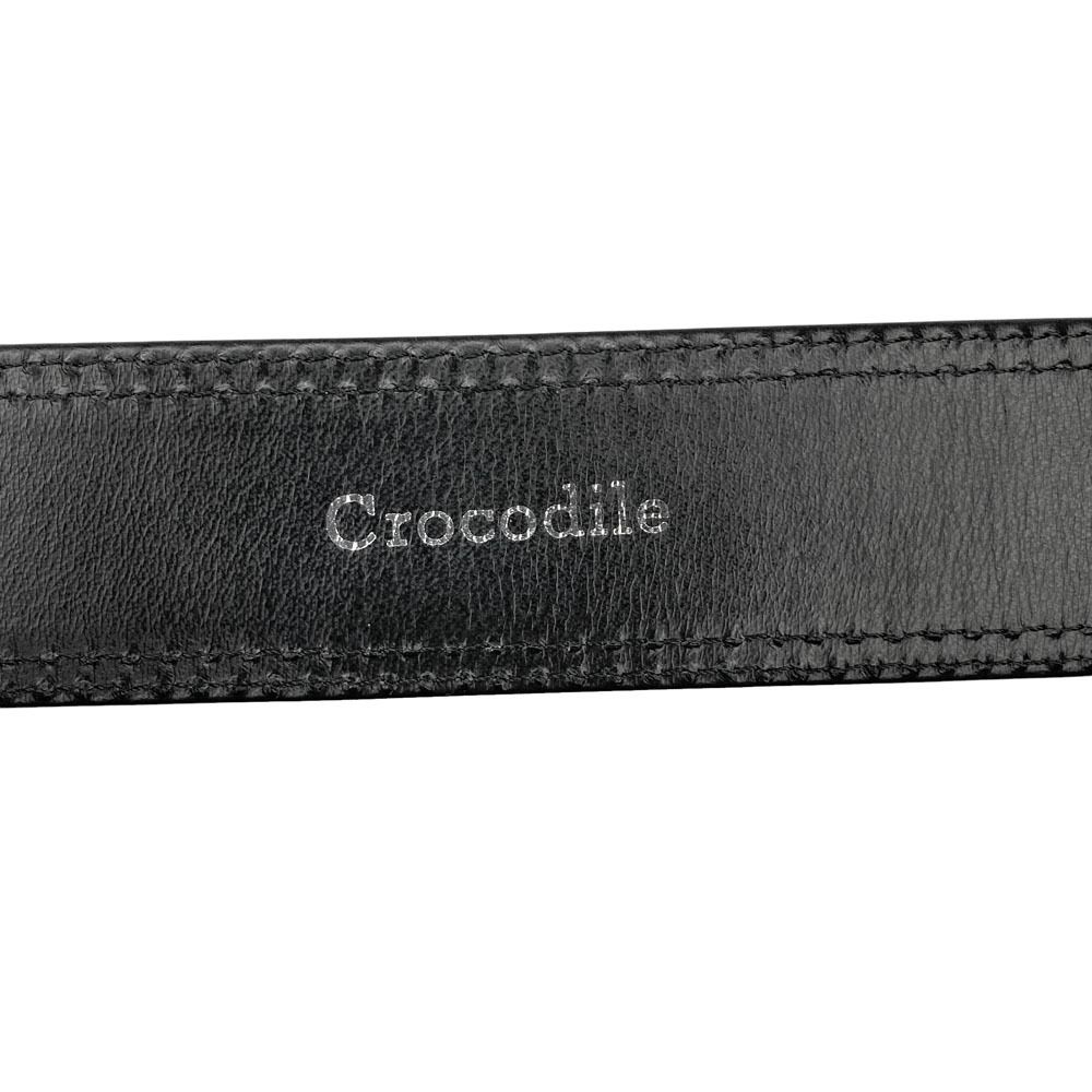  ノーブランド シャイニークロコダイルレザー ベルト ブラック メンズ 古着 ベルト 小物