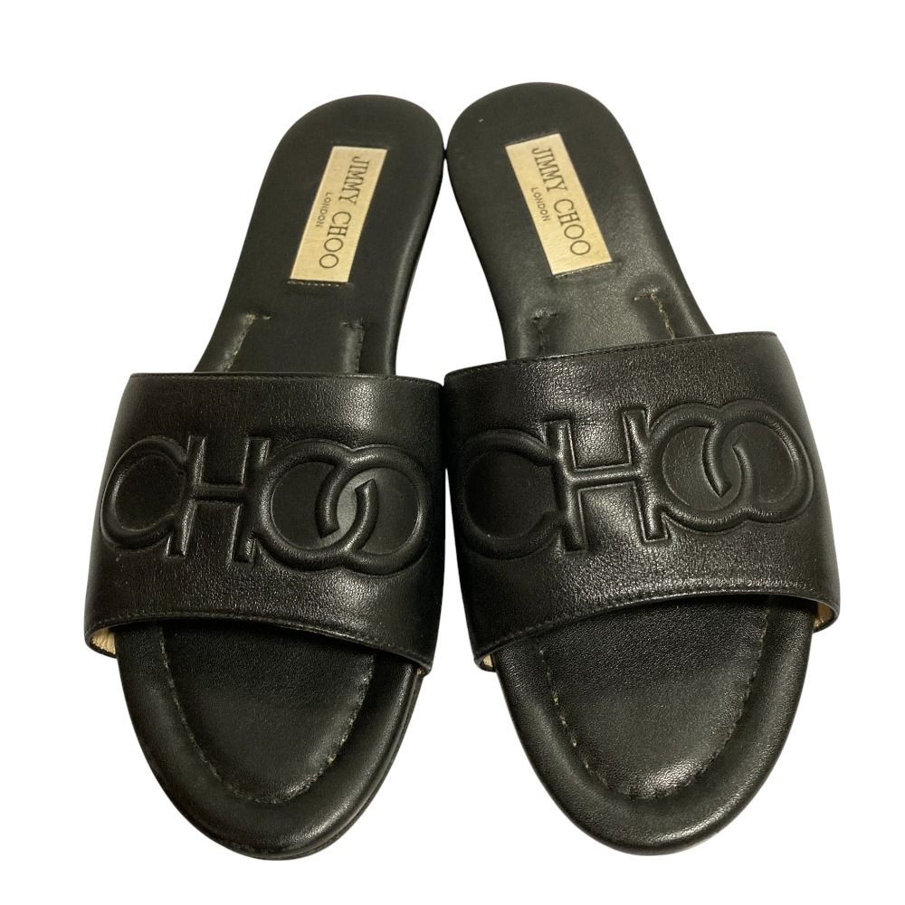 美品 JIMMY CHOO ジミーチュウ レザー フラットサンダル サイズ37 23.5