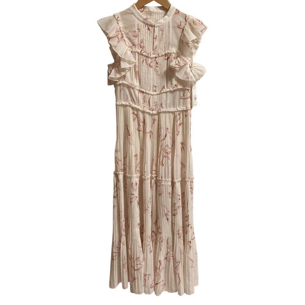 24 SS SNIDEL スナイデル プリント プリーツ ドレス ワンピース サイズ1 ピンクベージュ レディース 古着