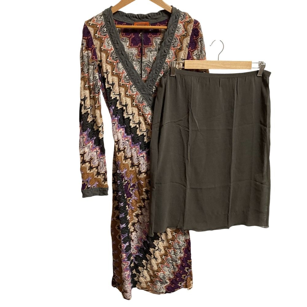 MISSONI ミッソーニ シェブロン ニット カシュクール ワンピース サイズ42 マルチ レディース 古着