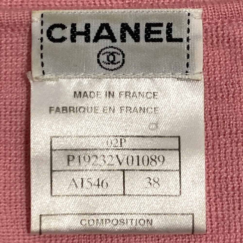  02 P CHANEL シャネル カシミヤ100％ ノースリーブ ニットセーター ベスト サイズ38 ピンク レディース 古着 ノースリーブ ニット セーター