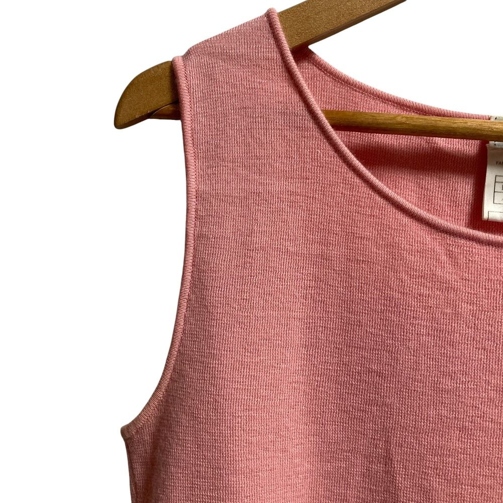 02 P CHANEL シャネル カシミヤ100％ ノースリーブ ニットセーター ベスト サイズ38 ピンク レディース 古着