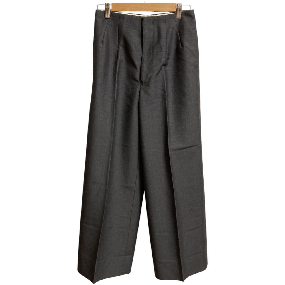 23 SS Drawer ドゥロワー モヘア ウール センタープレス ワイドスラックス パンツ 6514 236 1294 サイズ36 グレー レディース 古着