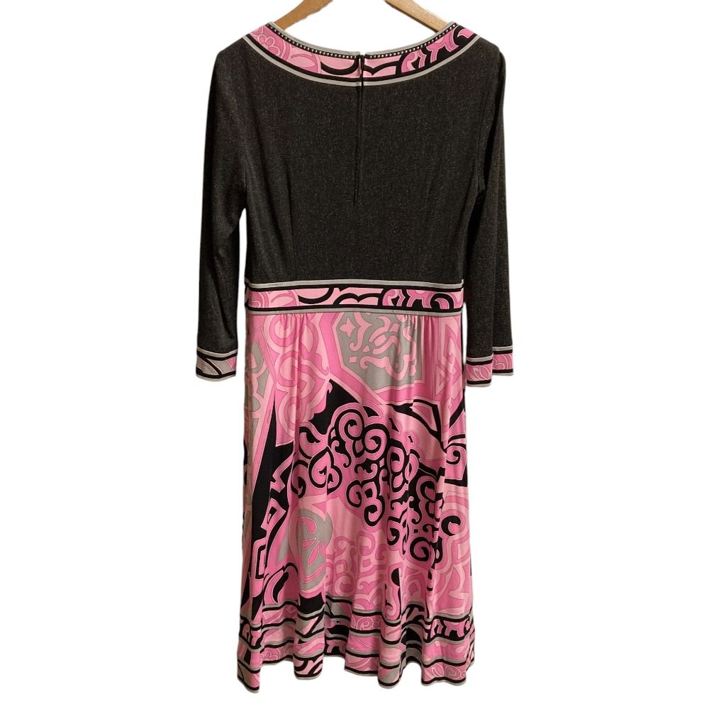 新品同様 LEONARD レオナール カンカン素材 ロングスリーブ ワンピース