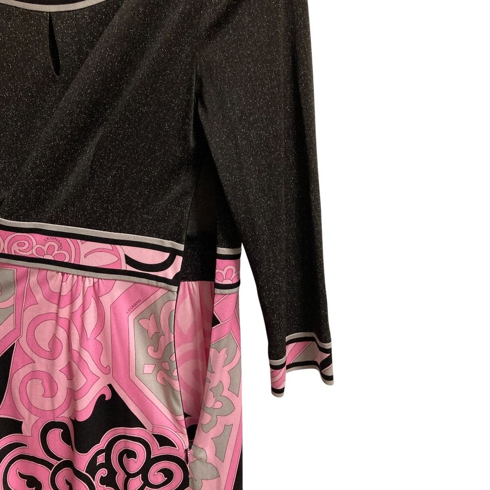 新品同様 LEONARD レオナール カンカン素材 ロングスリーブ ワンピース