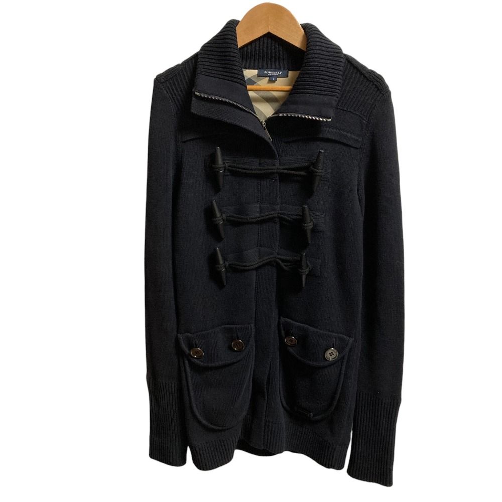バーバリー ニットダッフル ジャケット サイズ1 ネイビー レディース 古着