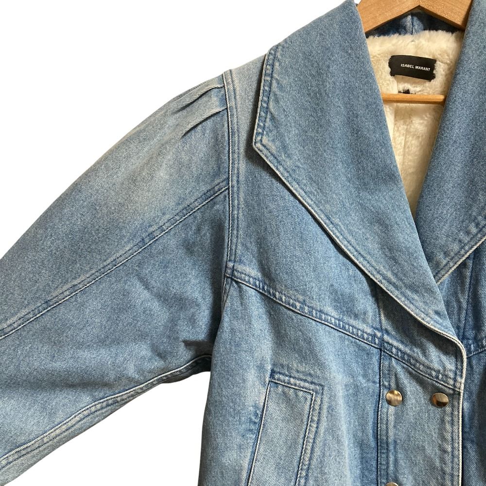 22 AW ISABEL MARANT イザベルマラン 裏フリース ウォッシュドデニムジャケット サイズ34 インディゴブルー レディース 古着