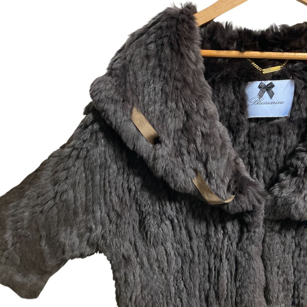 blumarine ブルマリン ラパンファー コート サイズ42 ブラウン レディース 古着