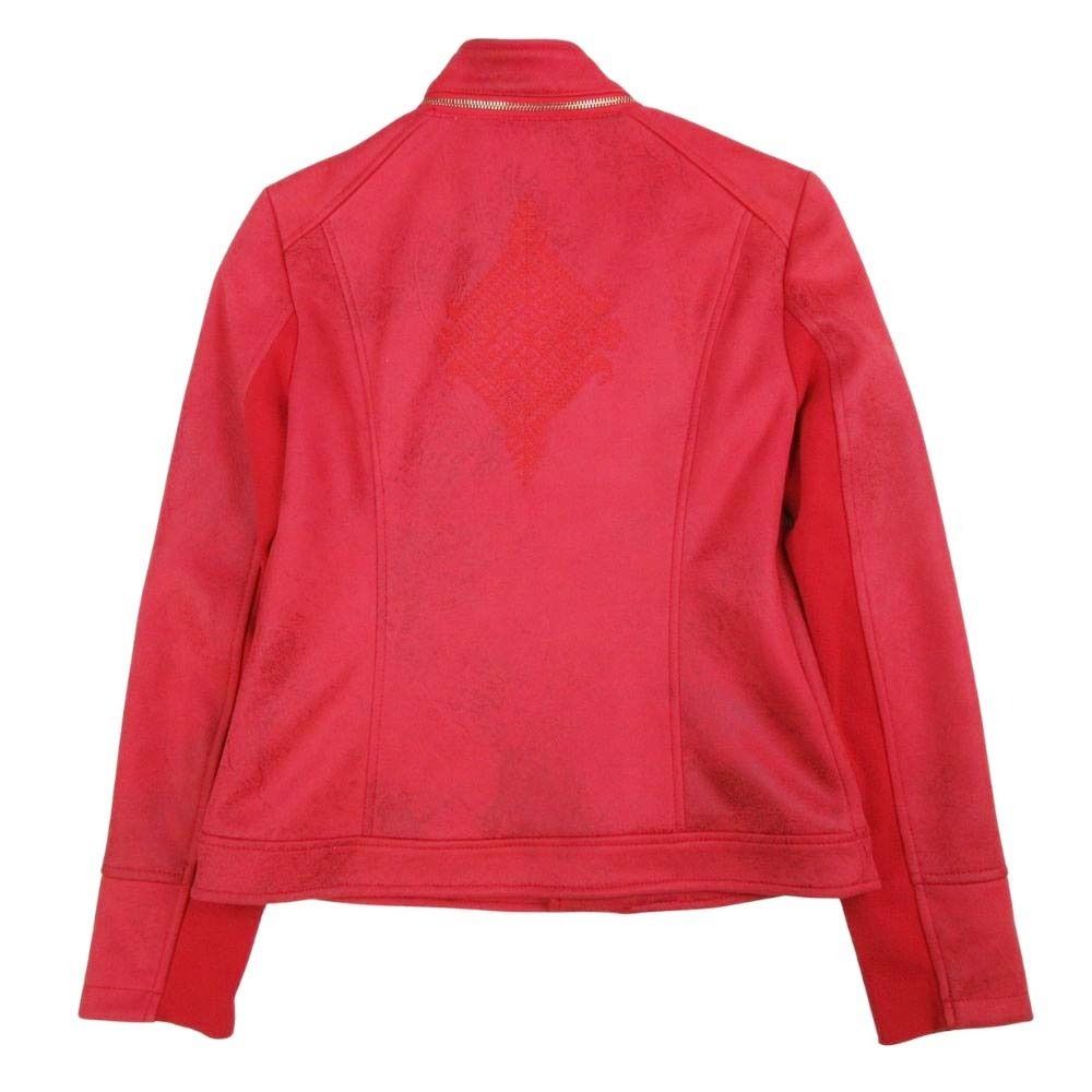 Desigual デジグアル スエードタッチ シングルライダース ジャケット ブルゾン ジップアップ アウター リブ切替 38 赤 レッド レディース 古着