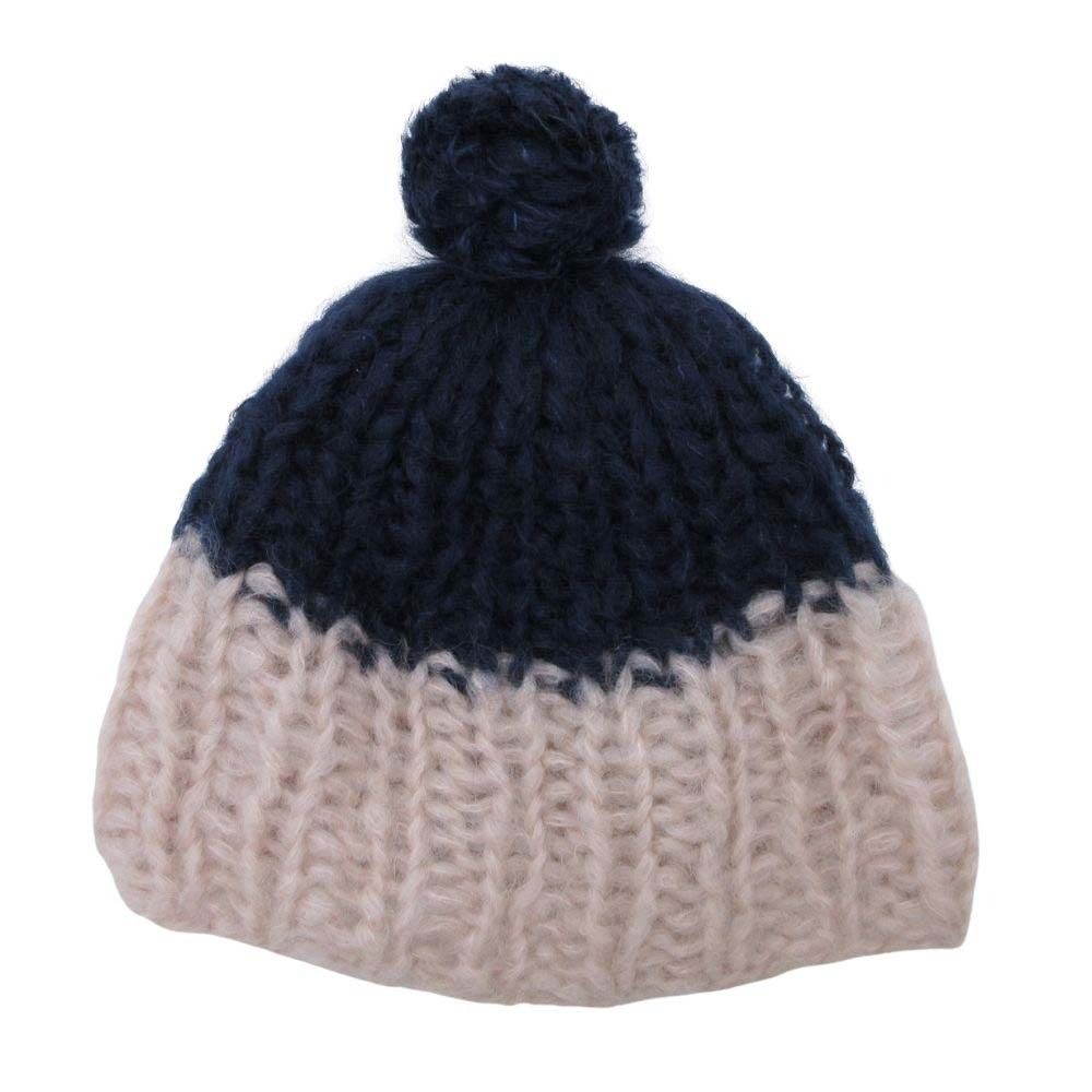 Maiami basic マイアミベーシック　ニット帽　ビーニー　帽子 美品 Maiami basic マイアミベーシック モヘヤ ポンポン ニット帽