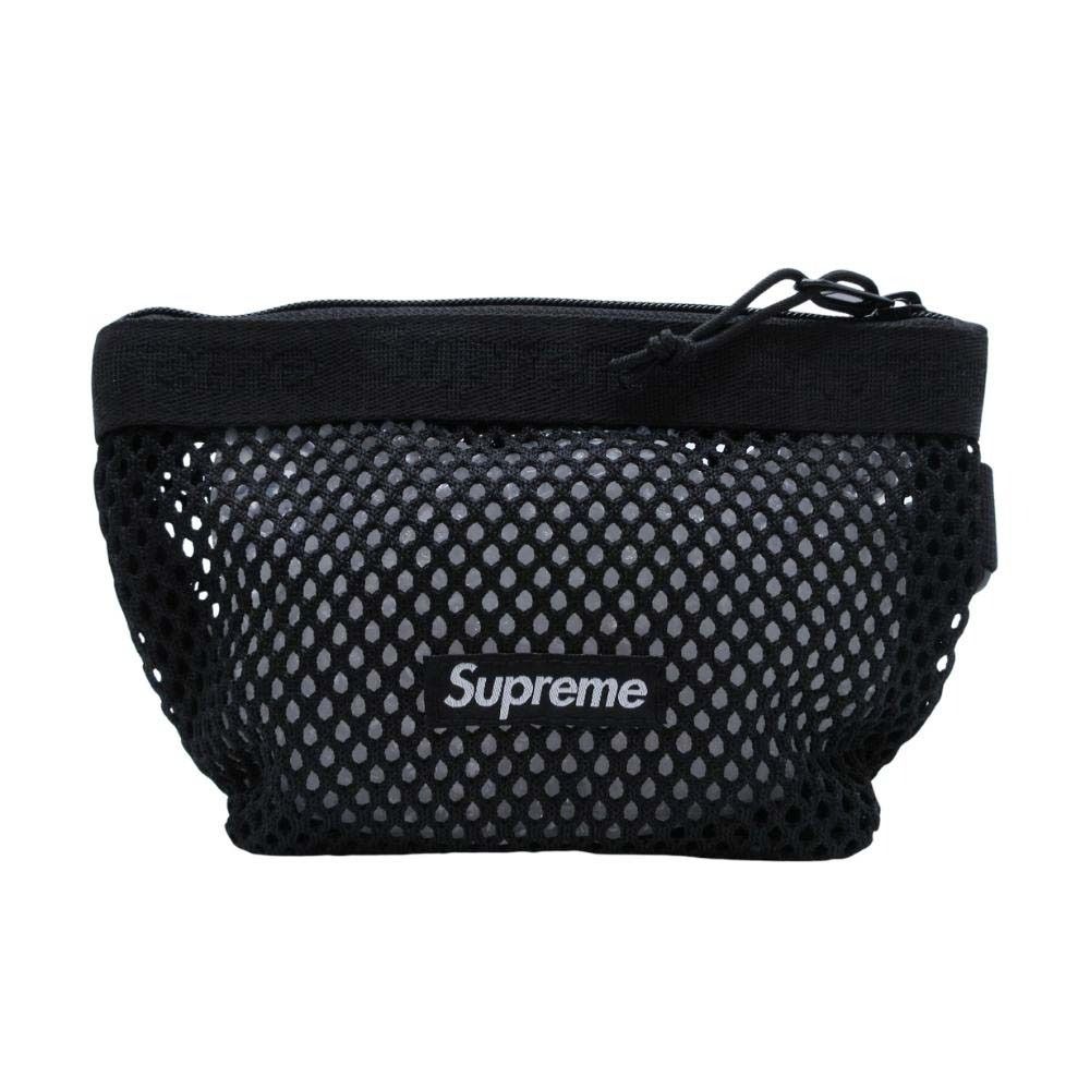 25 ss Supreme シュプリーム Mesh Mini Pouch カラビナ付き メッシュ ミニポーチ マルチケース 小物入れ 黒 ブラック メンズ 古着