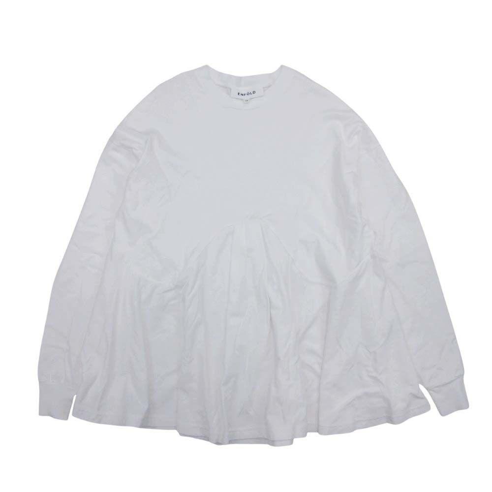 ENFOLD エンフォルド ボリューム フ プルオーバー 長袖 ロングスリーブ チュニック カットソー Tシャツ 38 白 ホワイト レディース 古着