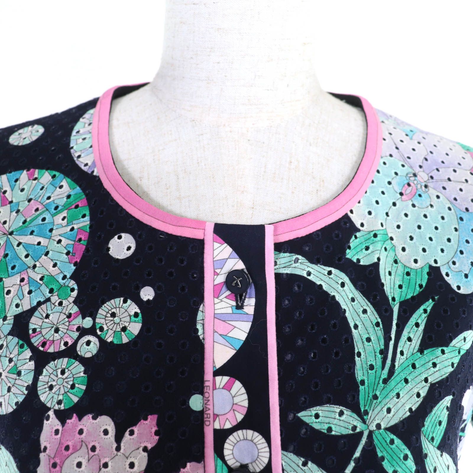 美品◇LEONARD レオナール 0330812 コットン100％ ロゴボタン付き