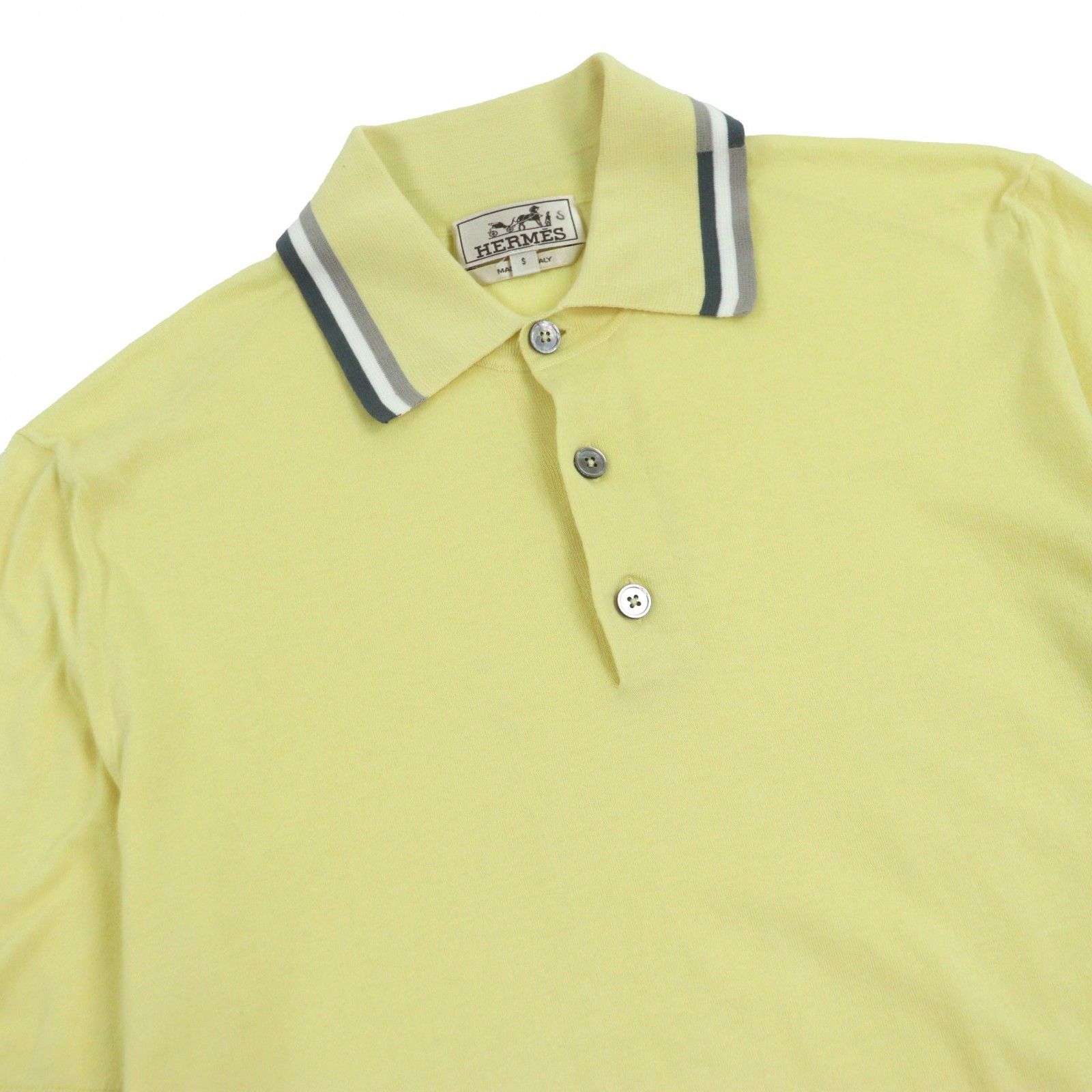 【美品】HERMES シルク コットン ポロシャツ カシミヤ混 Lイタリア製 美品】HERMES シルク コットン ポロシャツ カシミヤ混 Lイタリア製