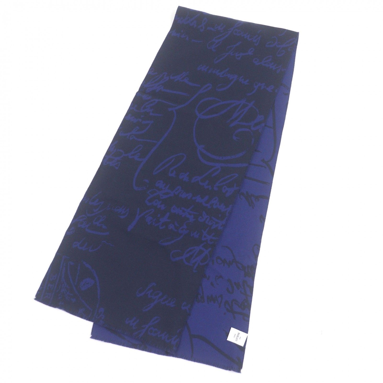 極美品！BERLUTI ベルルッティ カリグラフィ柄 ナロータイ ネイビー 極美品！BERLUTI ベルルッティ カリグラフィ柄 ナロータイ ネイビー