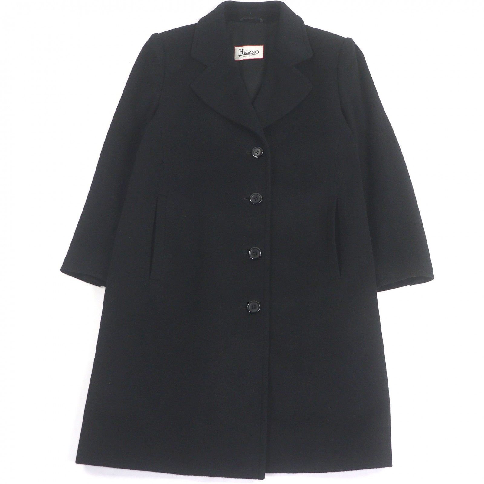 希少美品✨ヘルノ カシミヤ100%×シルクライニング ロングコート 黒 XL 美品□Herno ヘルノ ヴィンテージ カシミヤ100% 裏シルク100