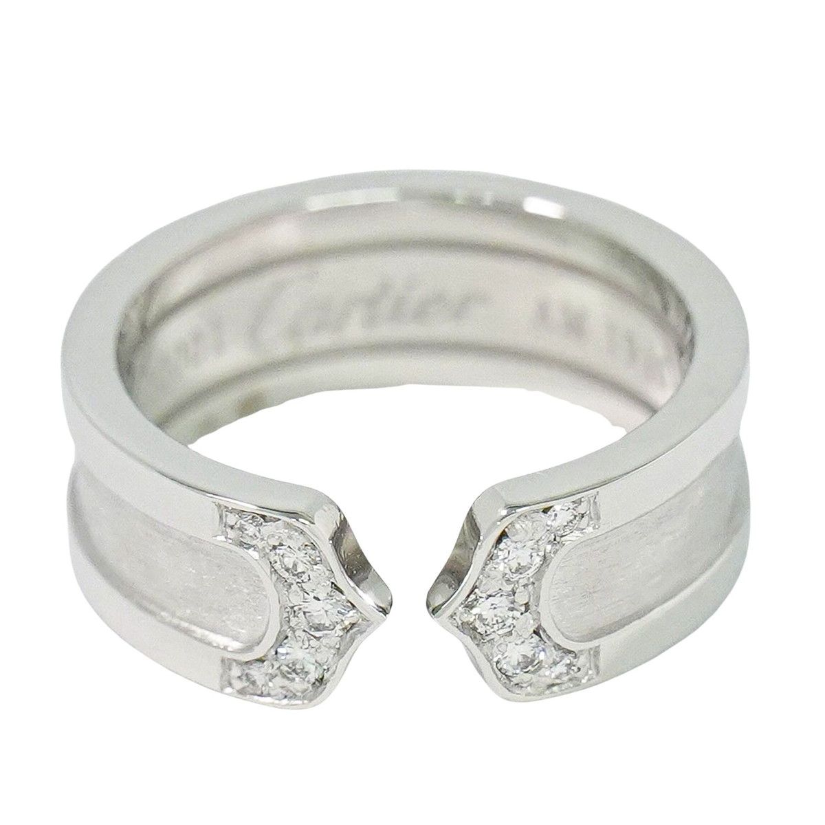 本物 カルティエ Cartier 2C ダイヤモンド 750 WG リング 指輪 49 8.5