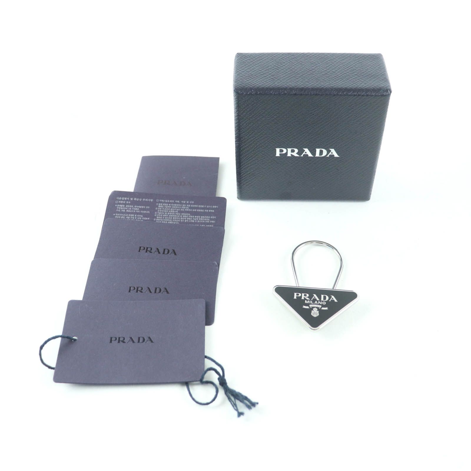 PRADA プラダ 2 PS 395 NERO トライアングルロゴ キーリング キーホルダー き イタリア製 レディース